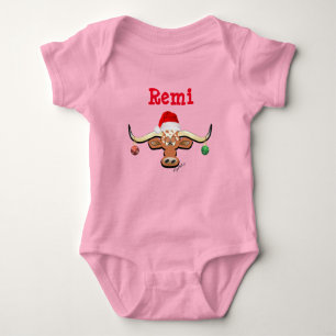 Christmas Longhorn Steer Baby Strampler