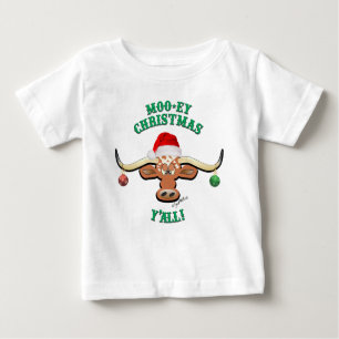 Christmas Longhorn Steer Baby T-shirt