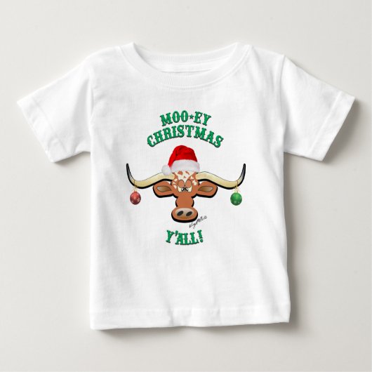Christmas Longhorn Steer Baby T-shirt (Vorderseite)
