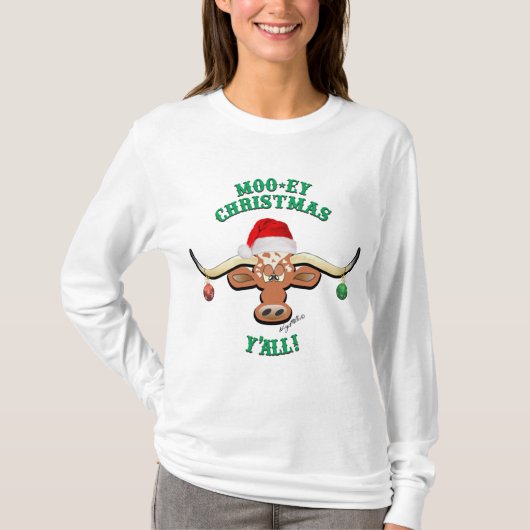 Christmas Longhorn Steer T-Shirt (Vorderseite)