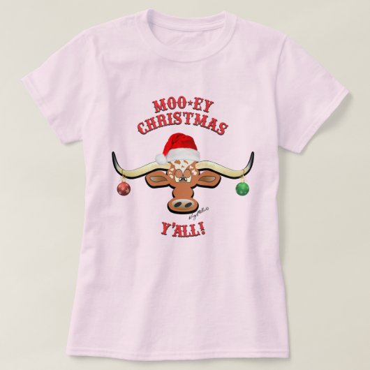 Christmas Longhorn Steer T-Shirt (Design vorne)