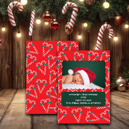 Christmas Love Candy Canes Baby Photo Feiertagskarte