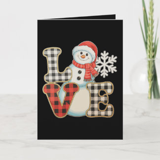 Christmas Love Cute Snowman Buffalo Plaid Winter Feiertagskarte