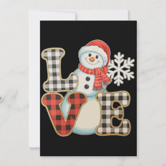 Christmas Love Cute Snowman Buffalo Plaid Winter Feiertagskarte