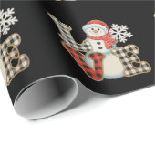 Christmas Love Cute Snowman Buffalo Plaid Winter Geschenkpapier (Rolleneckpunkt)