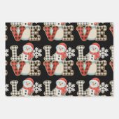 Christmas Love Cute Snowman Buffalo Plaid Winter Geschenkpapier Set (Vorderseite)