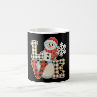 Christmas Love Cute Snowman Buffalo Plaid Winter Kaffeetasse
