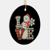 Christmas Love Cute Snowman Buffalo Plaid Winter Keramik Ornament (Rechts)