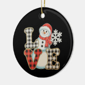 Christmas Love Cute Snowman Buffalo Plaid Winter Keramik Ornament (Links)
