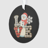 Christmas Love Cute Snowman Buffalo Plaid Winter Ornament (Vorderseite)