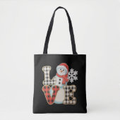 Christmas Love Cute Snowman Buffalo Plaid Winter Tasche (Vorderseite)