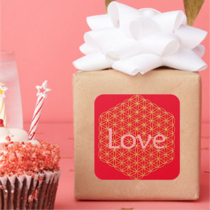 Christmas love flower of life Geschenkpapier Quadratischer Aufkleber