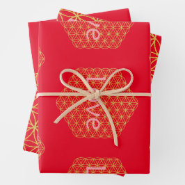 Christmas love flower of life Geschenkpapier Set