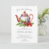 Christmas Love Is Brewing Bridal Shower Einladung (Stehend Vorderseite)