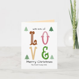 Christmas Love Modern Typography Custom Folded  Feiertagskarte