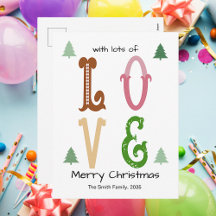 Christmas Love Modern Typography Holiday Card