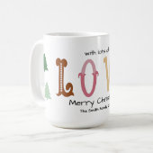 Christmas Love Modern Typography Personalized Mug  Kaffeetasse (Vorderseite Links)