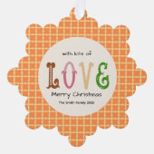 Christmas Love Modern Typography Personalized  Ornament Karte (Vorderseite)