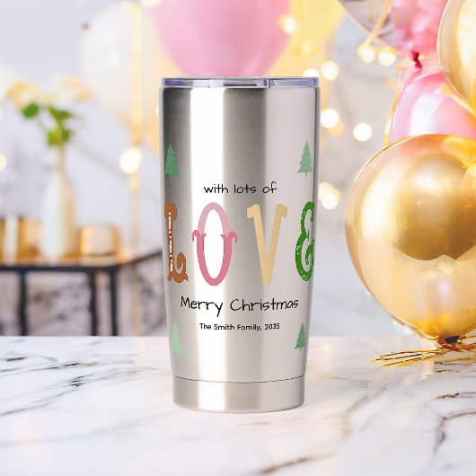 Christmas Love Modern Typography Water Bottle  Thermobecher