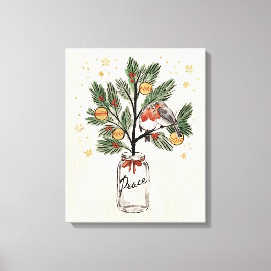 Christmas Lovebirds Peace Leinwanddruck (Vorderseite)