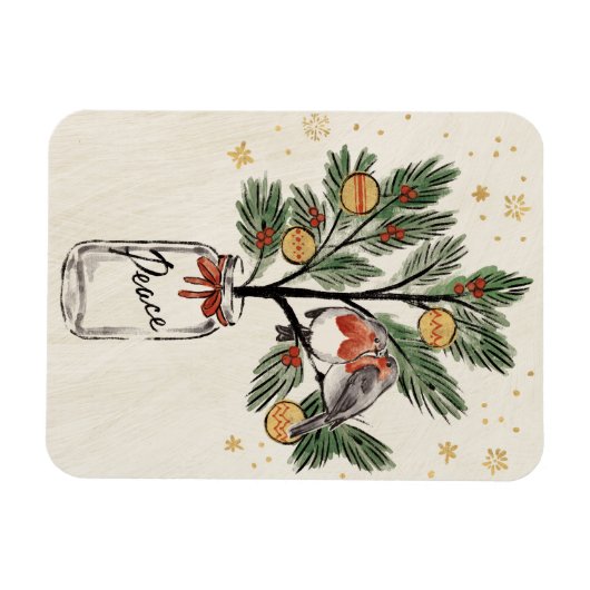 Christmas Lovebirds Peace Magnet (Horizontal)
