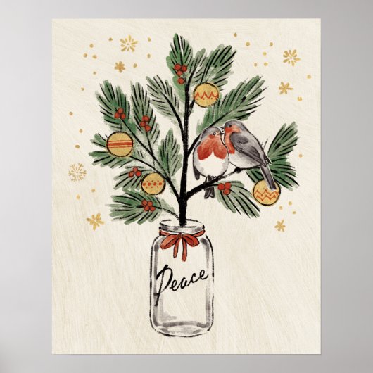 Christmas Lovebirds Peace Poster (Vorne)
