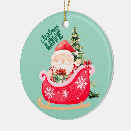 Christmas Lover | Santa Sleigh Holiday Magic Keramik Ornament (Links)