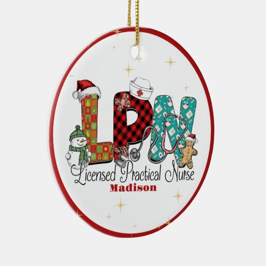 Christmas LPN Nurse Custom Keramik Ornament (Rechts)
