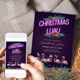 Christmas Luau Neon Flamingo Einladungskarte Einladung