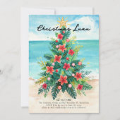 Christmas Luau - Tropical Beach Palm Tree Holiday Einladung (Vorderseite)