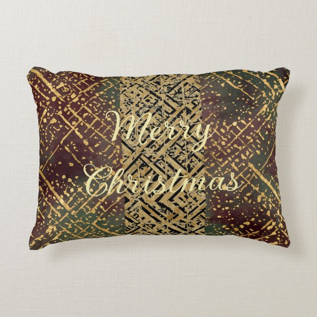 Christmas Luxury Pattern, Red Gold Green Black Dekokissen (Vorderseite)