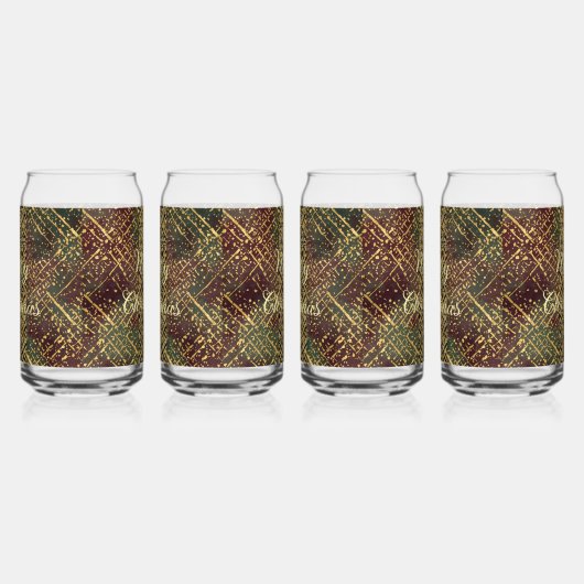 Christmas, Luxury Pattern, Red Gold Green Black Dosenglas (Links)