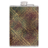 Christmas, Luxury Pattern, Red Gold Green Black Flachmann (Rückseite)