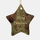 Christmas Luxury Pattern, Red Gold Green Black Keramik Ornament (Rechts)