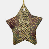 Christmas Luxury Pattern, Red Gold Green Black Keramik Ornament (Links)