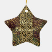 Christmas Luxury Pattern, Red Gold Green Black Keramik Ornament (Hinten)