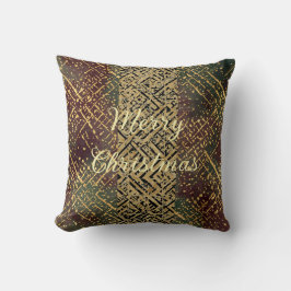 Christmas Luxury Pattern, Red Gold Green Black Kissen