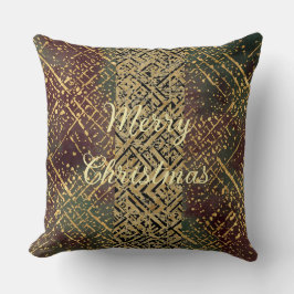Christmas Luxury Pattern, Red Gold Green Black Kissen
