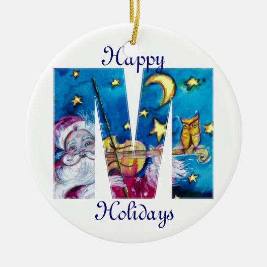 CHRISTMAS M SCHREIBEN / INSPIRIERT SANTA MONOGRAMM KERAMIKORNAMENT (Vorne)