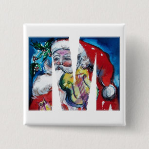 CHRISTMAS M SCHREIBEN / SANTA MIT VIOLIN MONOGRAM BUTTON