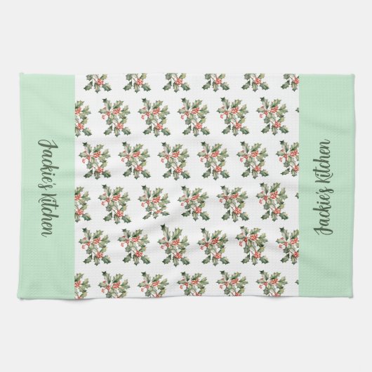 Christmas Macaron Colors Mistletoe Geschirrtuch (Horizontal)