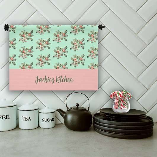 Christmas Macaron Colors Mistletoe Geschirrtuch