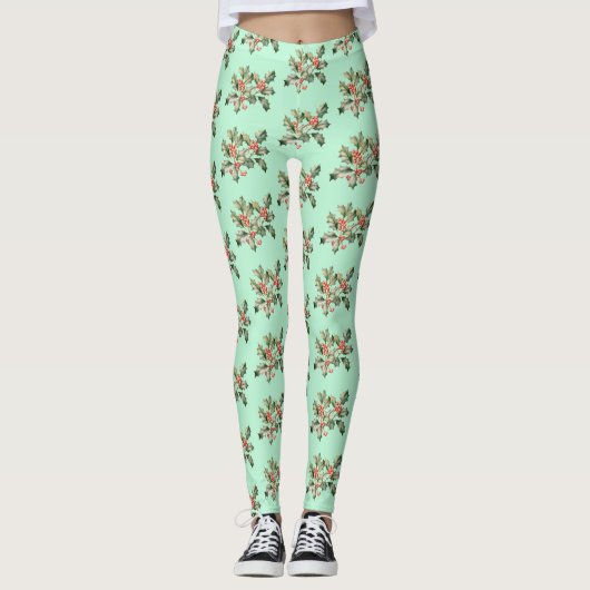 Christmas Macaron Colors Mistletoe Leggings (Vorderseite)