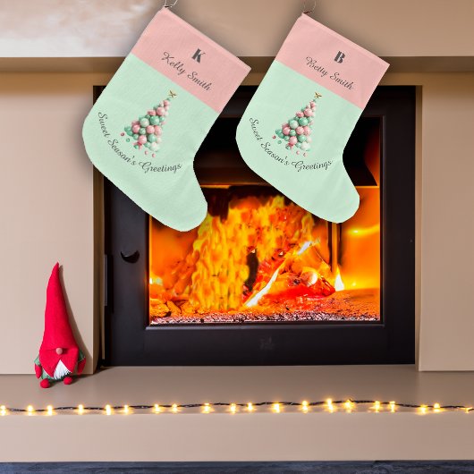 Christmas Macaron Trees Individuelle Name Großer Weihnachtsstrumpf