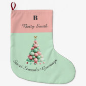 Christmas Macaron Trees Individuelle Name Großer Weihnachtsstrumpf (Vorderseite)