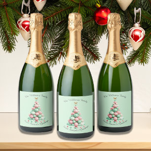 Christmas Macaron Trees Individuelle Name und Bots Schaumweinetikett