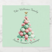 Christmas Macaron Trees Individuelle Name und Bots Schaumweinetikett (Einzelnes Label)