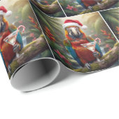 Christmas Macaw Parrot With Martini Cocktail Geschenkpapier (Rolleneckpunkt)