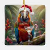 Christmas Macaw Parrot With Martini Cocktail Keramikornament (Vorderseite)