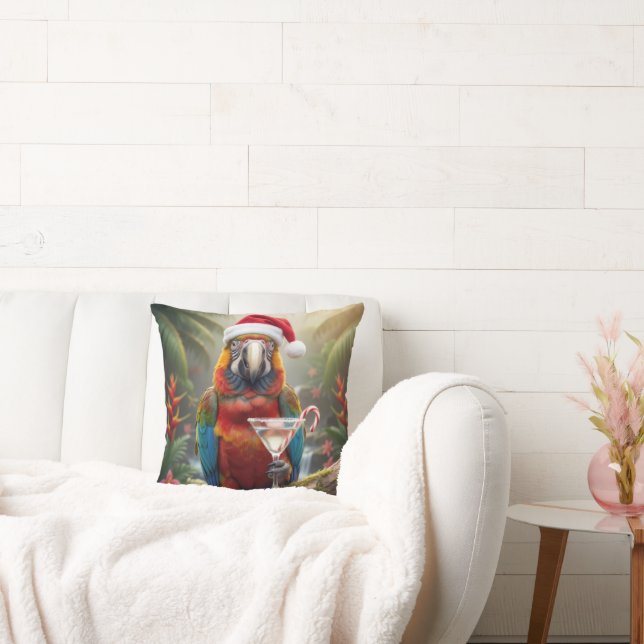 Christmas Macaw Parrot With Martini Cocktail Kissen (Liege)